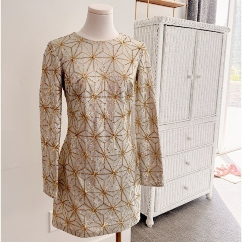 Dress the Population gold and silver dress (small)